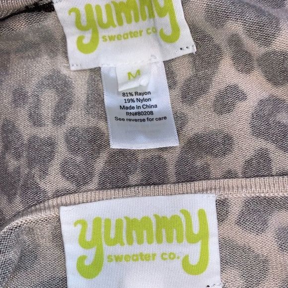 NWT Yummy Sweater Co. Bodysuit & Cropped Soft Sweater Warm Leppard Print - Picture 7 of 7